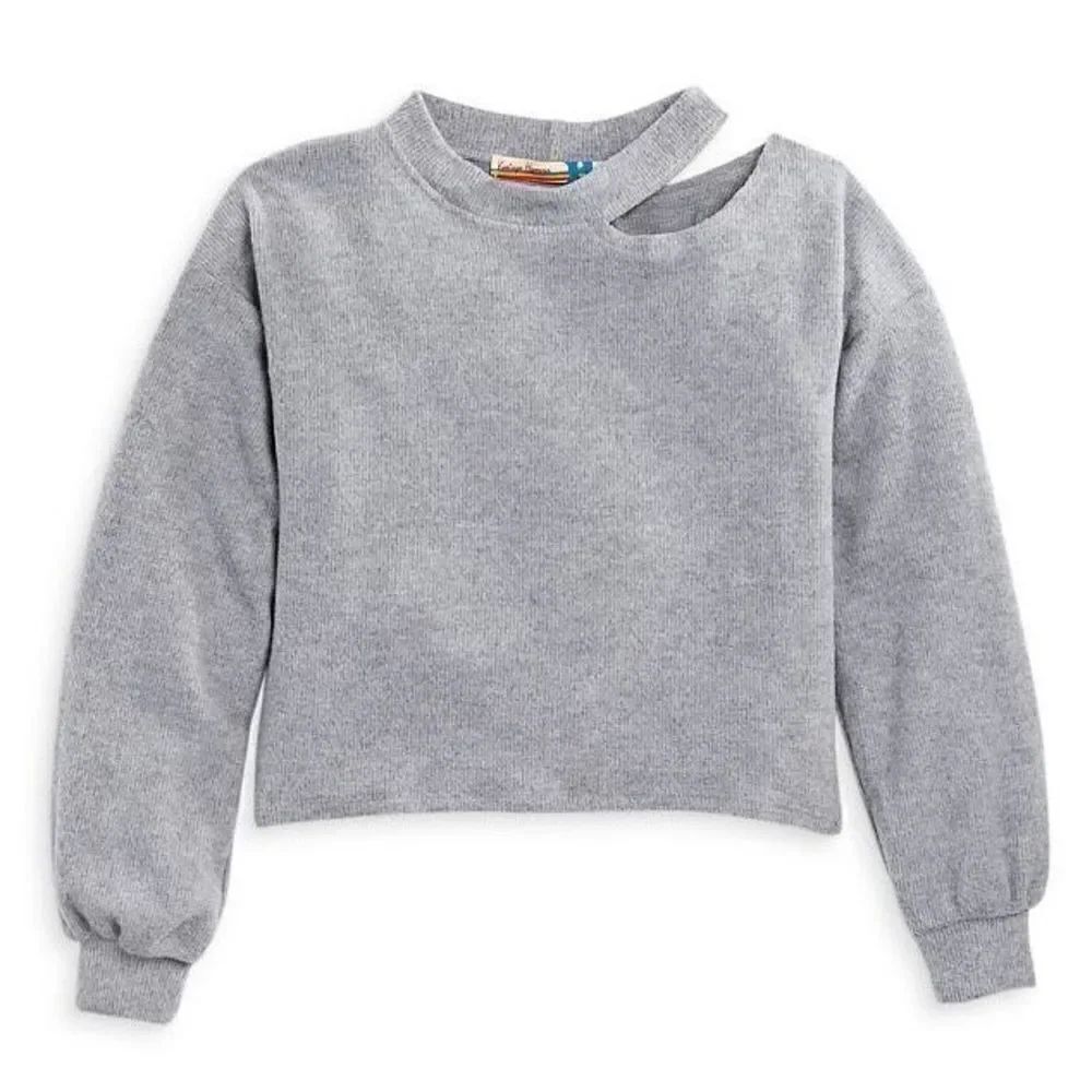 Vintage Havana NWT Girls Shoulder Cut Out Sweatshirt Ribbed Sz xL